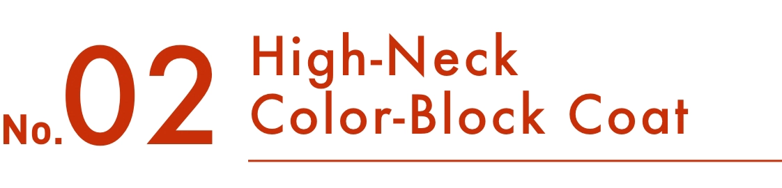 No.02 High-Neck Color-Block Coat